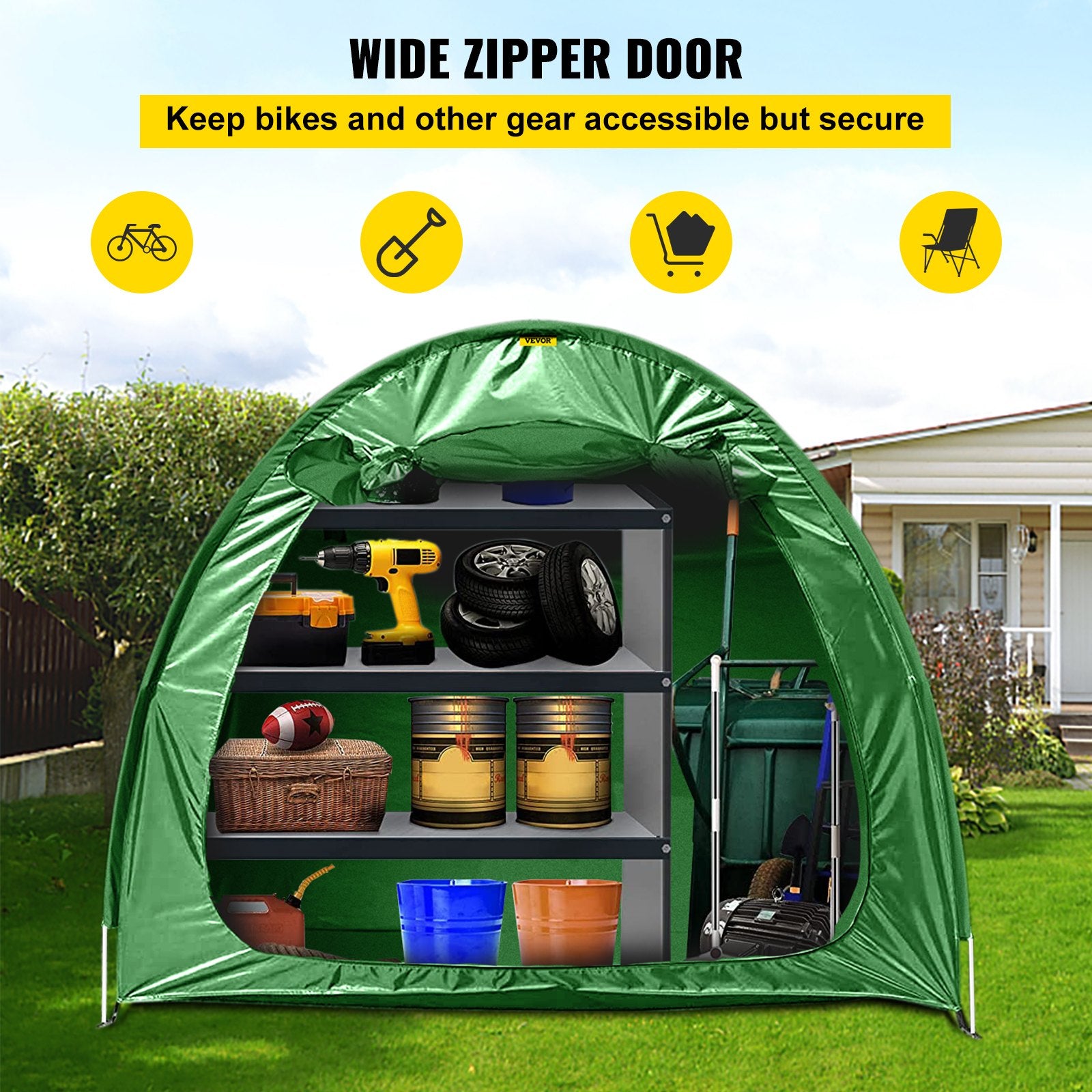Bike Cover Storage Tent, 420D Oxford Fabric Portable for 4 Bikes, Outdoor Waterproof Anti-Dust Bicycle V952-ZXCCFPLSJDKBDWIWXV0