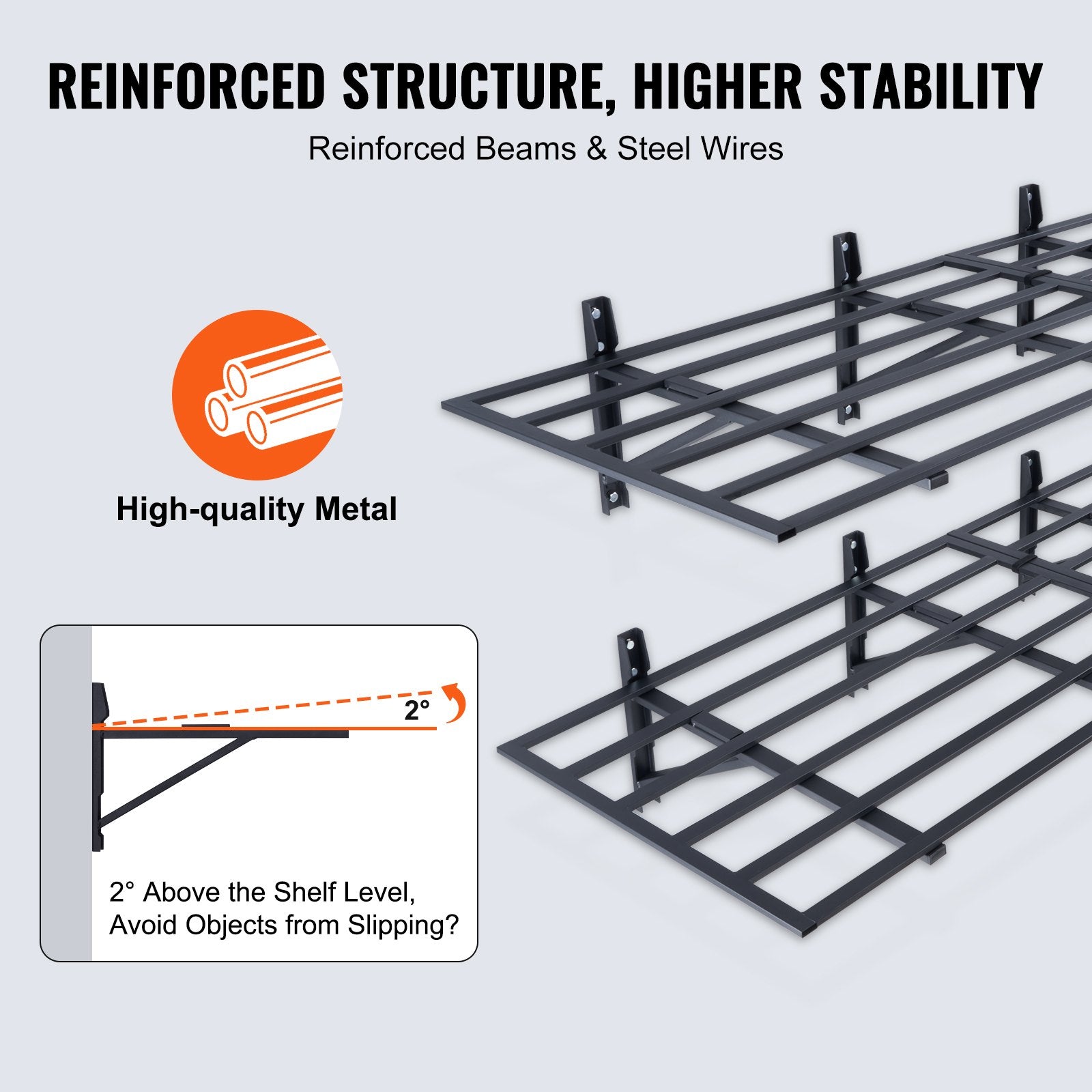 2PCS 72x24in Garage Storage Shelving Wall Mounted Heavy Duty Shelves Rack V952-ZXCKGBHSSCD72F9WLV0