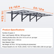 2PCS 72x24in Garage Storage Shelving Wall Mounted Heavy Duty Shelves Rack V952-ZXCKGBHSSCD72F9WLV0