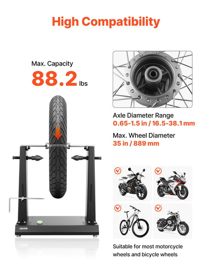 Motorcycle Wheel Balancer, 40 kg Capacity, Tire Balancer & Truing Stand with Adjustable Centering Cones and V952-ZXCLPHJDDPQPB8LAB001V0