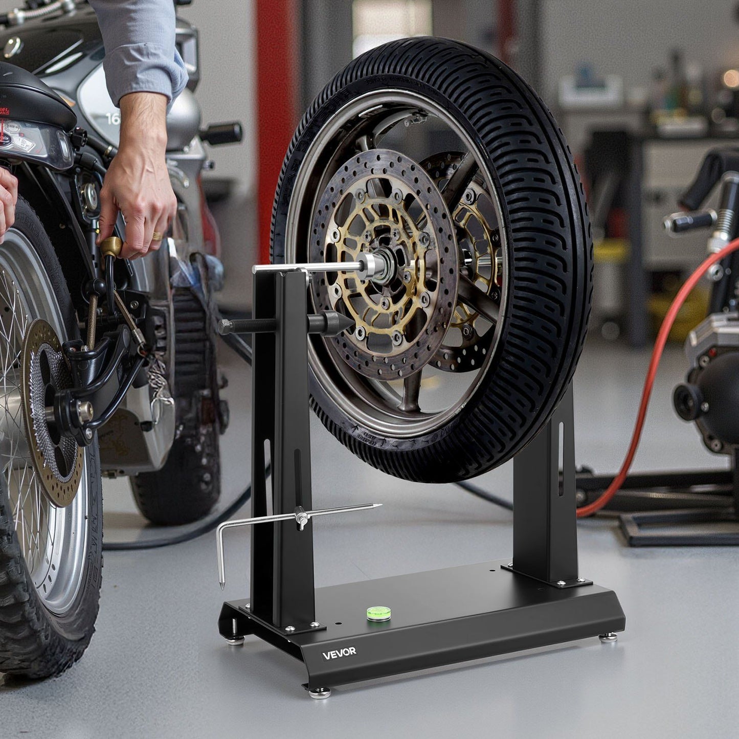 Motorcycle Wheel Balancer, 40 kg Capacity, Tire Balancer & Truing Stand with Adjustable Centering Cones and V952-ZXCLPHJDDPQPB8LAB001V0