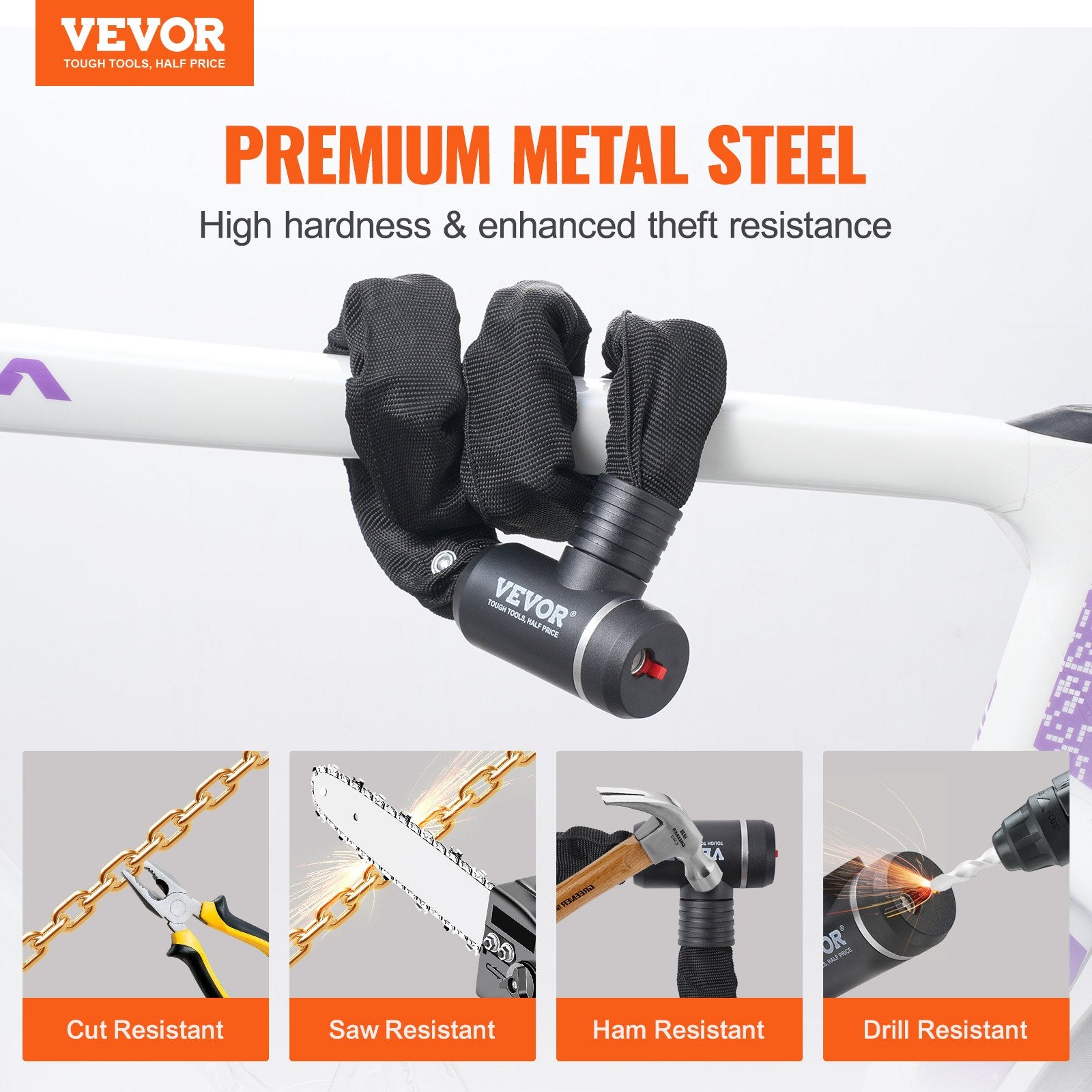 Bike Chain Lock, 3.94 Ft Combination Bicycle Chain Lock with 3 Keys, Heavy Duty Anti-Theft High Security Bike V952-ZXCLSYTSLS10CRJ8WV0