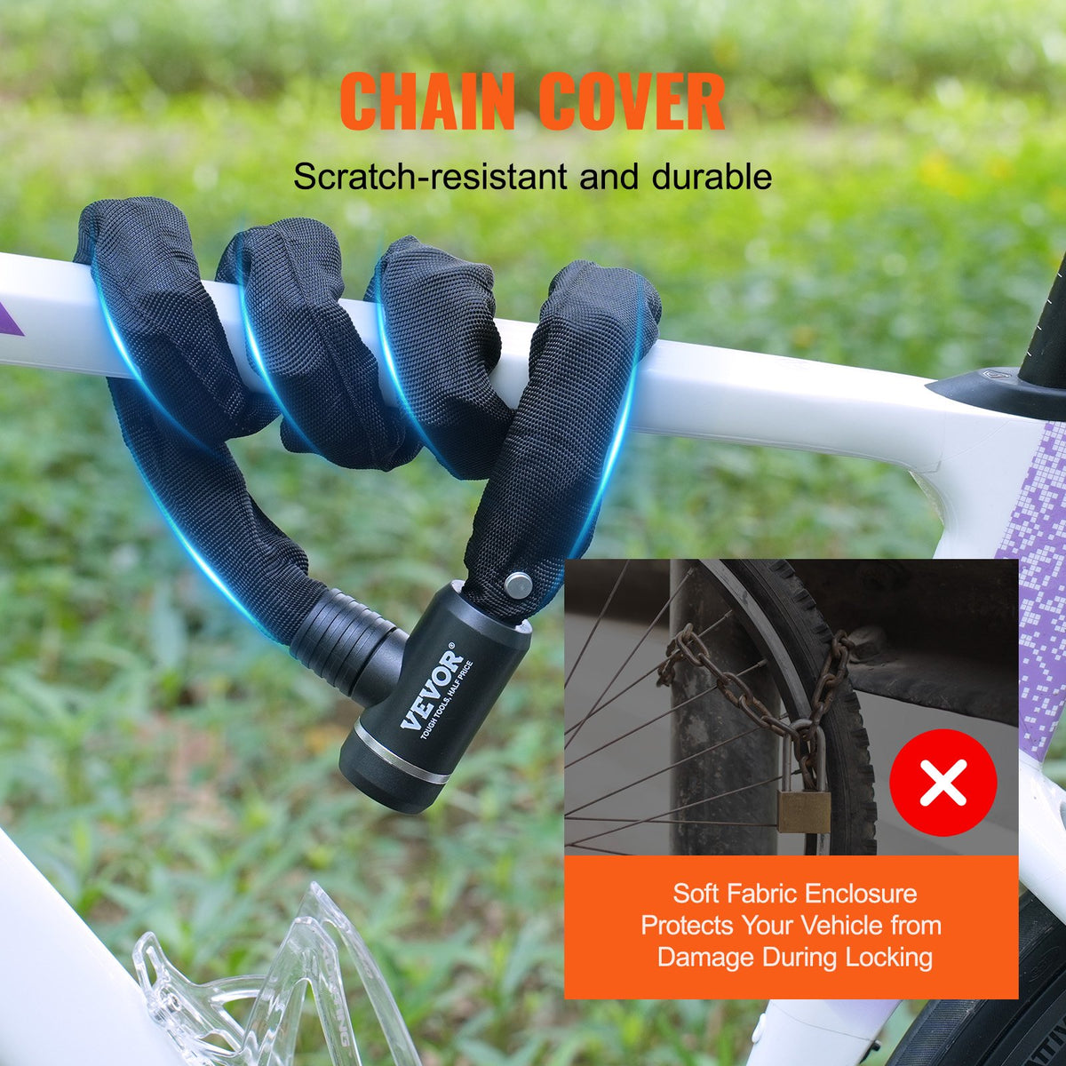 Bike Chain Lock, 3.94 Ft Combination Bicycle Chain Lock with 3 Keys, Heavy Duty Anti-Theft High Security Bike V952-ZXCLSYTSLS10CRJ8WV0