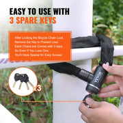 Bike Chain Lock, 3.94 Ft Combination Bicycle Chain Lock with 3 Keys, Heavy Duty Anti-Theft High Security Bike V952-ZXCLSYTSLS10CRJ8WV0