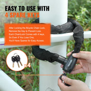 Bike Chain Lock, 3.94 Ft Combination Bicycle Chain Lock with 4 Keys, Heavy Duty Anti-Theft High Security Bike V952-ZXCLSYTSLS8MB6UPYV0