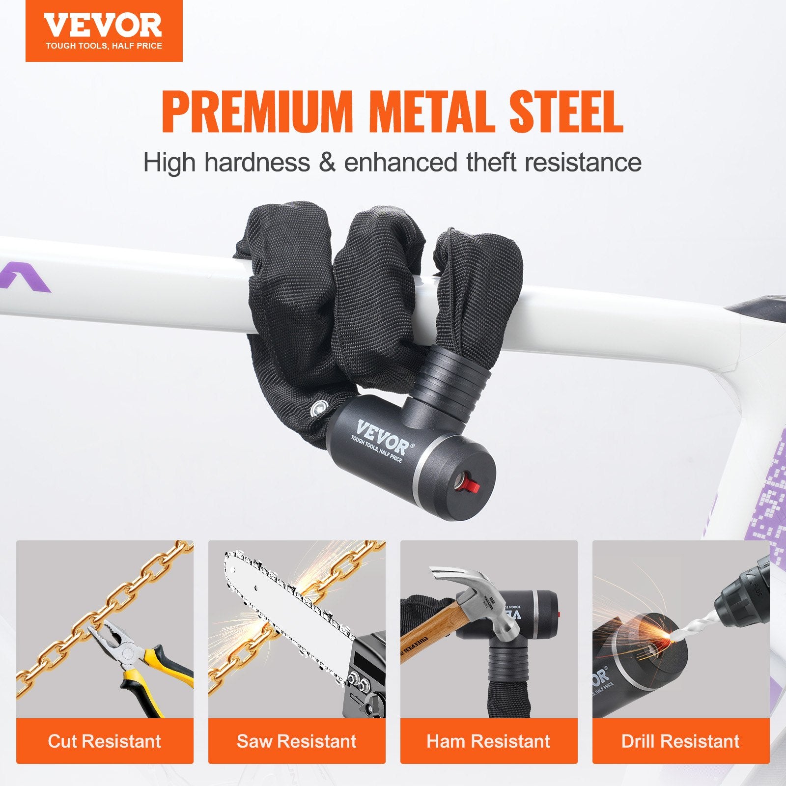 Bike Chain Lock, 2.79 Ft Combination Bicycle Chain Lock with 2 Keys, Heavy Duty Anti-Theft High Security Bike V952-ZXCLSYTSLS8MJZQRKV0