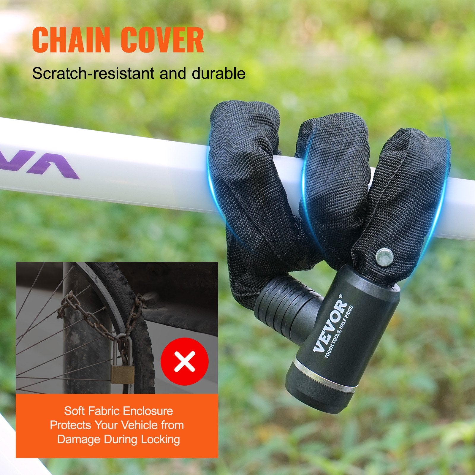 Bike Chain Lock, 2.79 Ft Combination Bicycle Chain Lock with 2 Keys, Heavy Duty Anti-Theft High Security Bike V952-ZXCLSYTSLS8MJZQRKV0