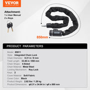 Bike Chain Lock, 2.79 Ft Combination Bicycle Chain Lock with 2 Keys, Heavy Duty Anti-Theft High Security Bike V952-ZXCLSYTSLS8MJZQRKV0