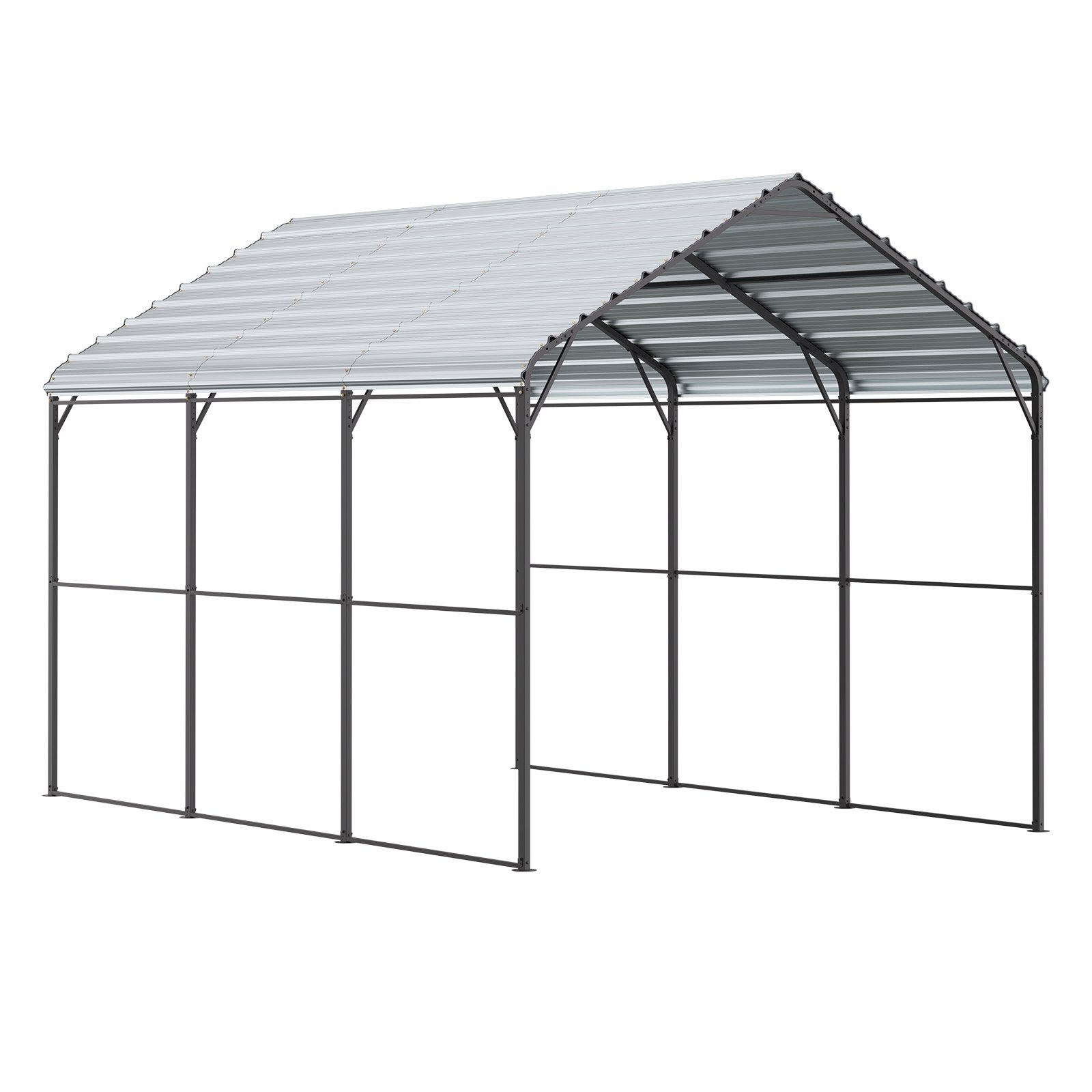 Heavy Duty Metal Carport, 10' x 15' Outdoor Carport with Galvanized Steel Frame & Roof, Car Tent Garage Shade V952-ZXCP10X15FT0DUG2BV0