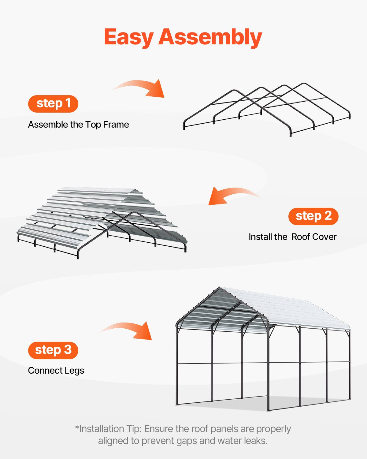 Heavy Duty Metal Carport, 10' x 15' Outdoor Carport with Galvanized Steel Frame & Roof, Car Tent Garage Shade V952-ZXCP10X15FT0DUG2BV0