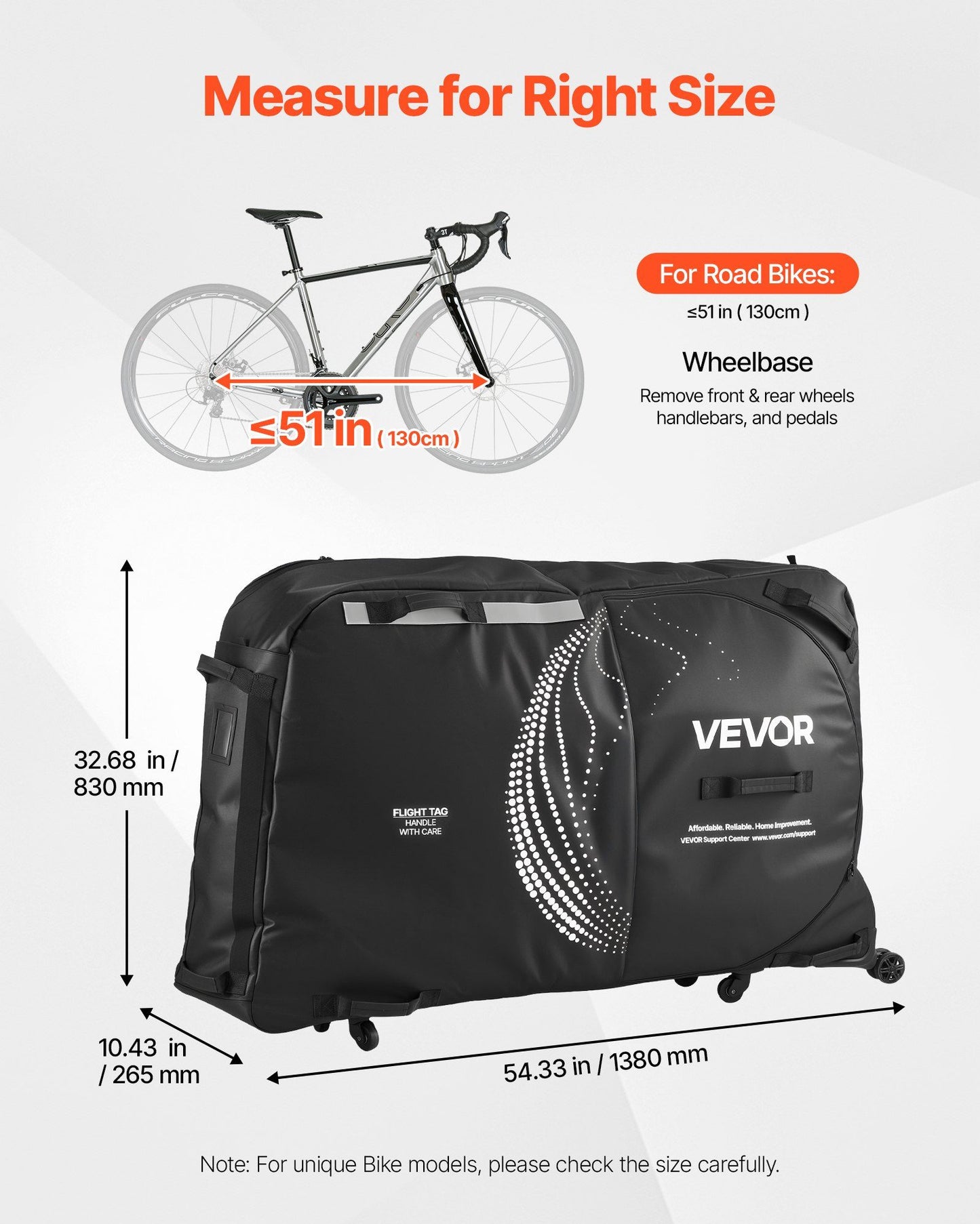 Bike Travel Bag, Transport Universal Bicycle Storage Case Bag with TSA Lock, Support Plates, Protection and V952-ZXCRBXLXTYZJ0PFA0001V0