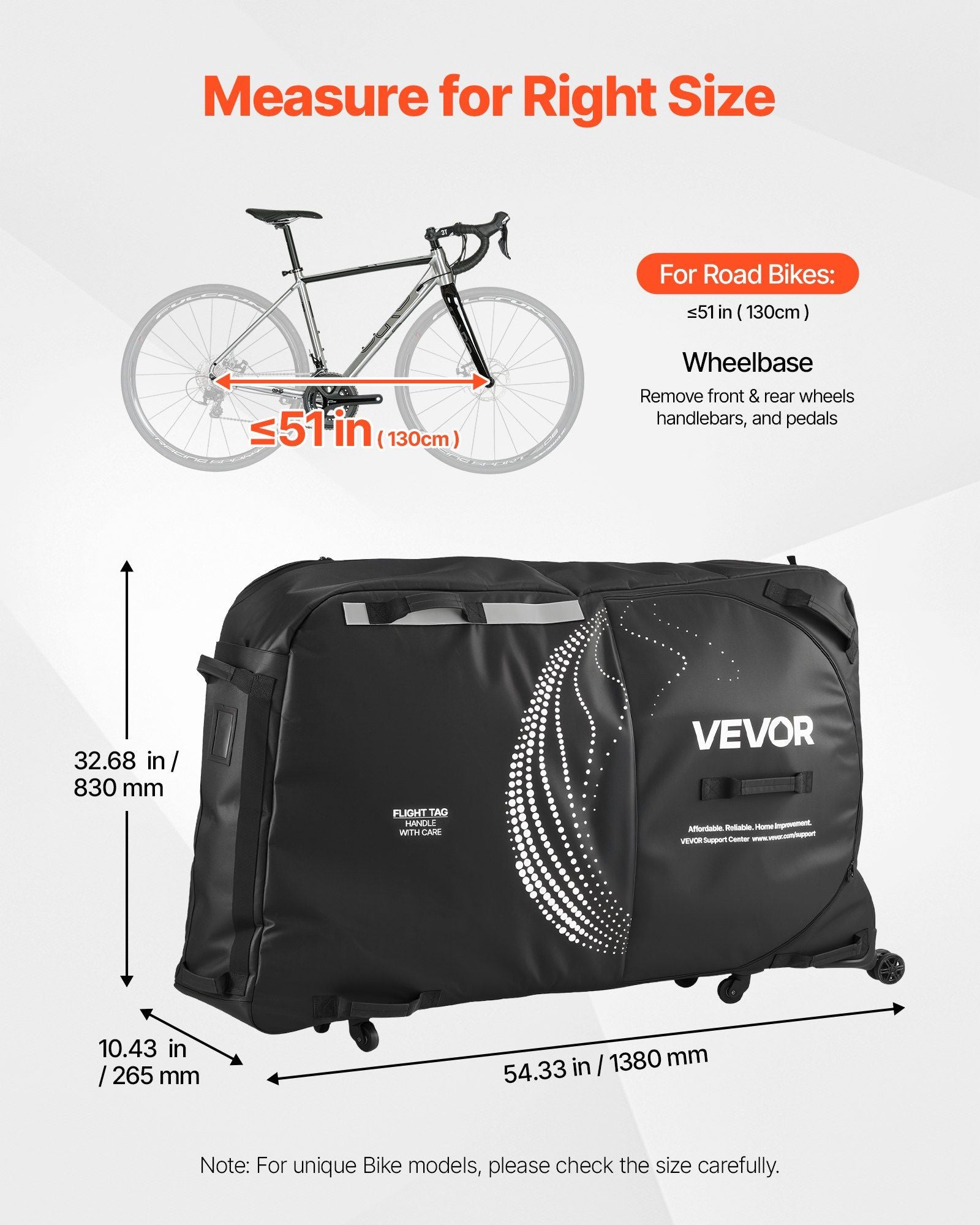 Bike Travel Bag, Transport Universal Bicycle Storage Case Bag with TSA Lock, Support Plates, Protection and V952-ZXCRBXLXTYZJ0PFA0001V0