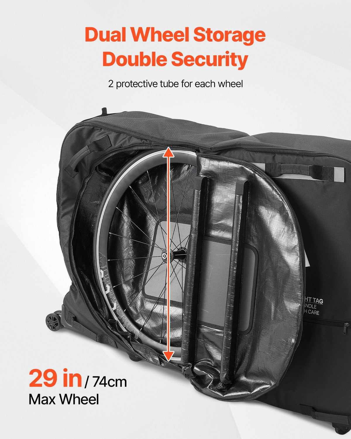 Bike Travel Bag, Transport Universal Bicycle Storage Case Bag with TSA Lock, Support Plates, Protection and V952-ZXCRBXLXTYZJ0PFA0001V0