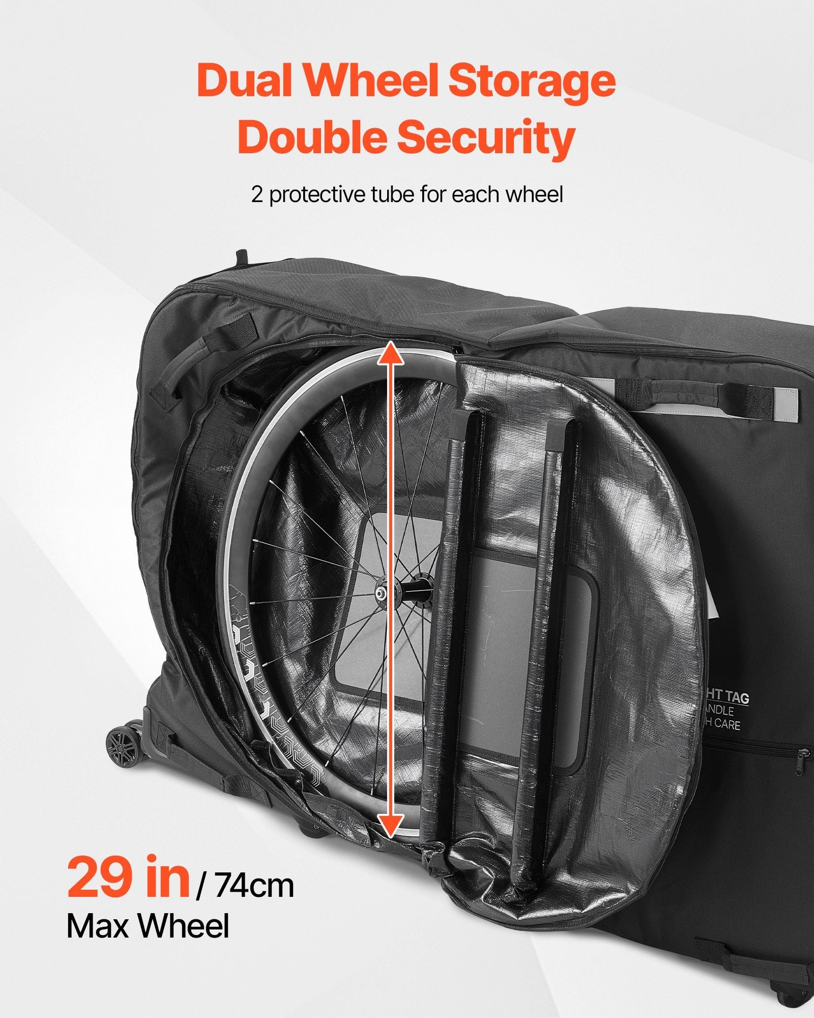 Bike Travel Bag, Transport Universal Bicycle Storage Case Bag with TSA Lock, Support Plates, Protection and V952-ZXCRBXLXTYZJ0PFA0001V0