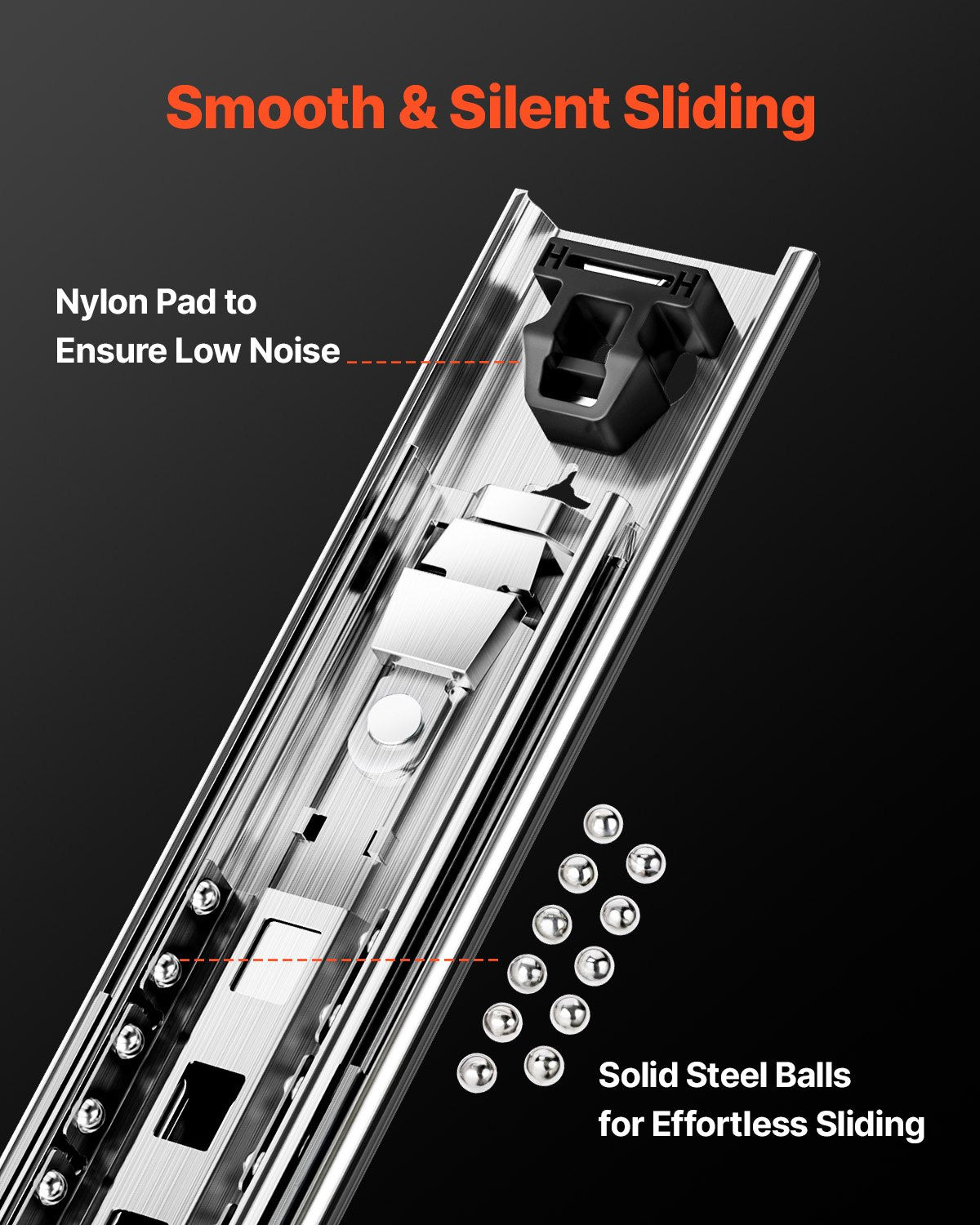 1 Pair 16-60 in Soft-Close Drawer Slides Ball Bearing Full Extension V952-ZXCTHG250B38S8KZPV0
