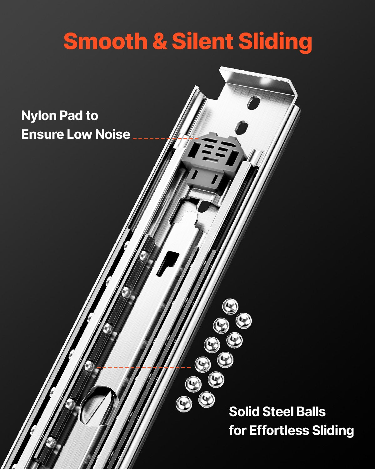1 Pair 18-60 in Soft-Close Drawer Slides Ball Bearing Full Extension V952-ZXCTHG500B187YXM9V0