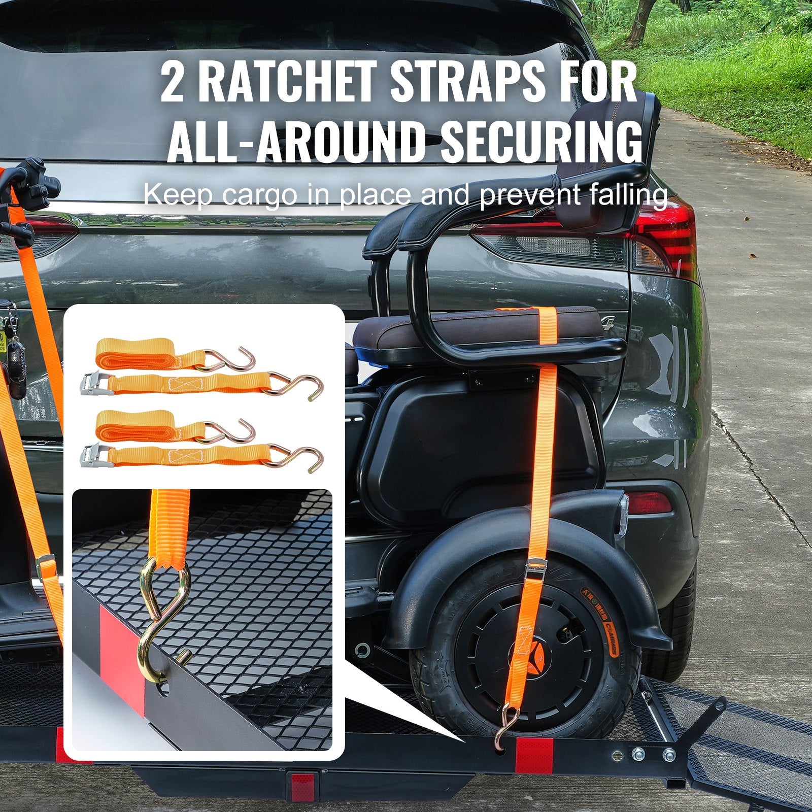 Hitch Mount Wheelchair Carrier 45.3" x 25.6", 500LBS Mobility Scooter Carrier with Folding Ramp, Iron Trailer V952-ZXCTSJTKZD50RIEAXV0