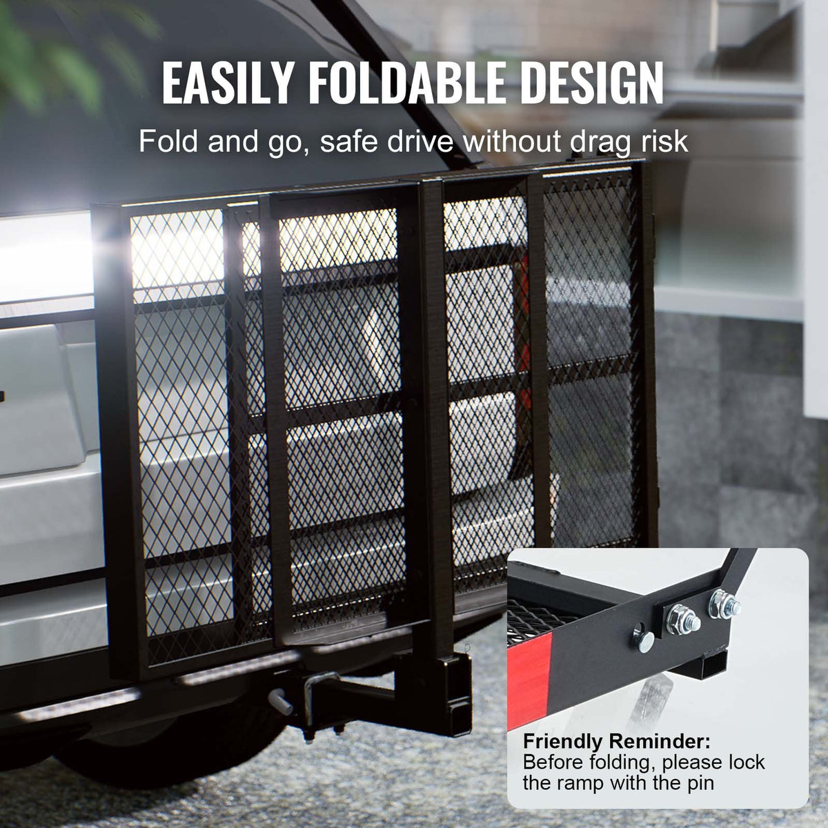 Hitch Mount Wheelchair Carrier 45.3" x 25.6", 500LBS Mobility Scooter Carrier with Folding Ramp, Iron Trailer V952-ZXCTSJTKZD50RIEAXV0