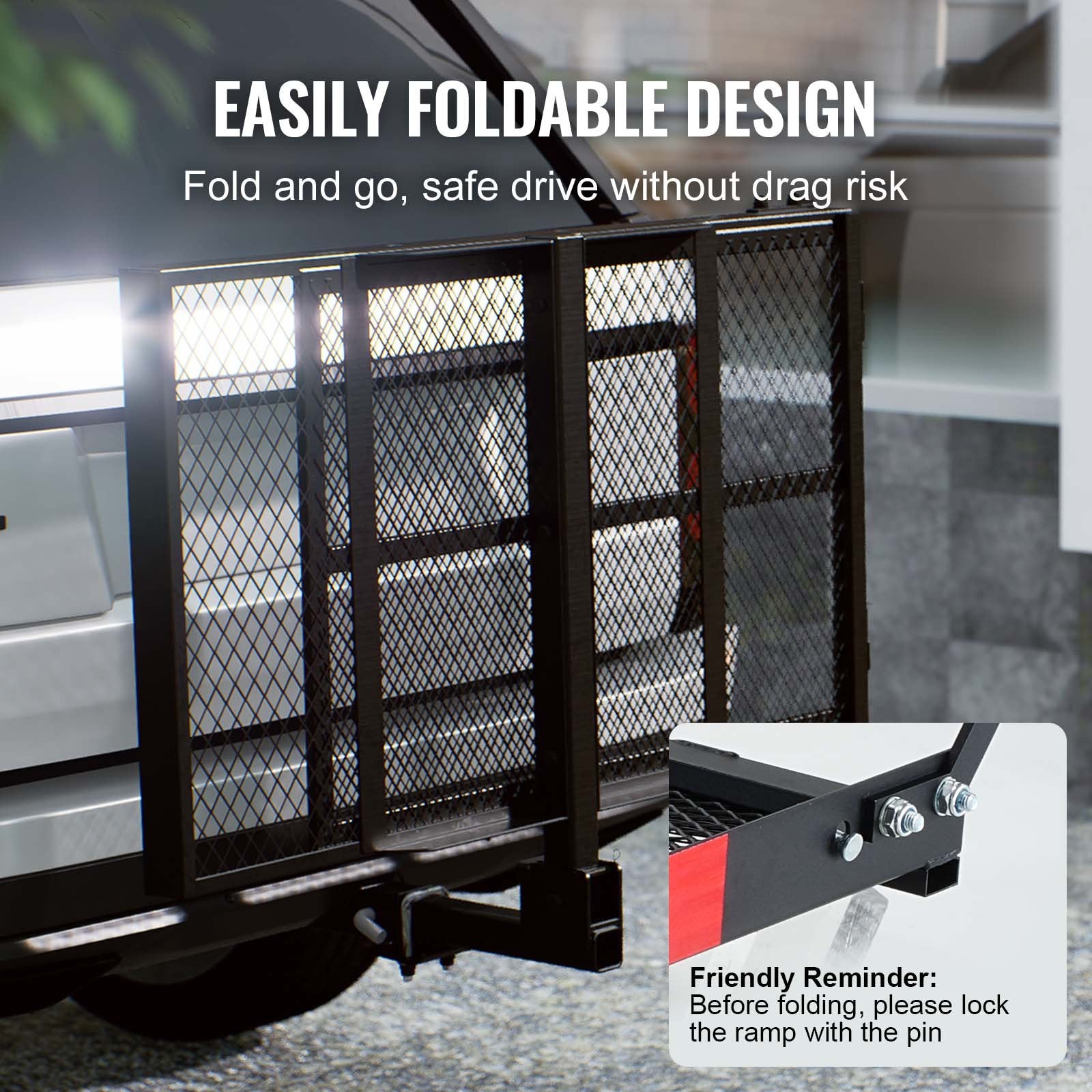 Hitch Mount Wheelchair Carrier 45.3" x 25.6", 500LBS Mobility Scooter Carrier with Folding Ramp, Iron Trailer V952-ZXCTSJTKZD50RIEAXV0