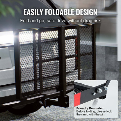 Hitch Mount Wheelchair Carrier 45.3" x 25.6", 500LBS Mobility Scooter Carrier with Folding Ramp, Iron Trailer V952-ZXCTSJTKZD50RIEAXV0