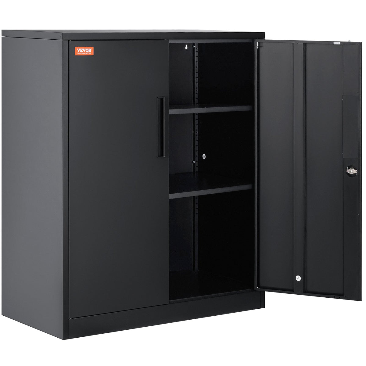 Metal Storage Cabinet w/ 3 Keys 2 Adjustable Shelves & Magnetic Door Black V952-ZXCWJCQHY3180B55IV0