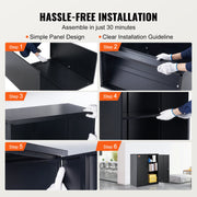 Metal Storage Cabinet w/ 3 Keys 2 Adjustable Shelves & Magnetic Door Black V952-ZXCWJCQHY3180B55IV0