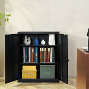 Metal Storage Cabinet w/ 3 Keys 2 Adjustable Shelves & Magnetic Door Black V952-ZXCWJCQHY3180B55IV0