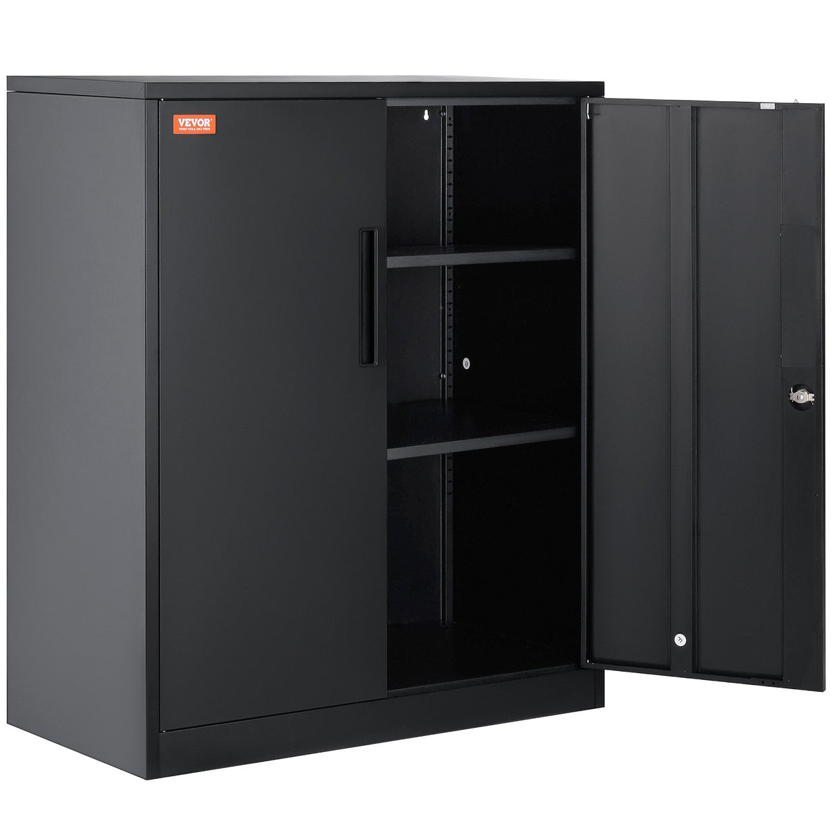 Metal Storage Cabinet w/ 3 Keys 2 Adjustable Shelves & Magnetic Door Black V952-ZXCWJCQHY3180B55IV0