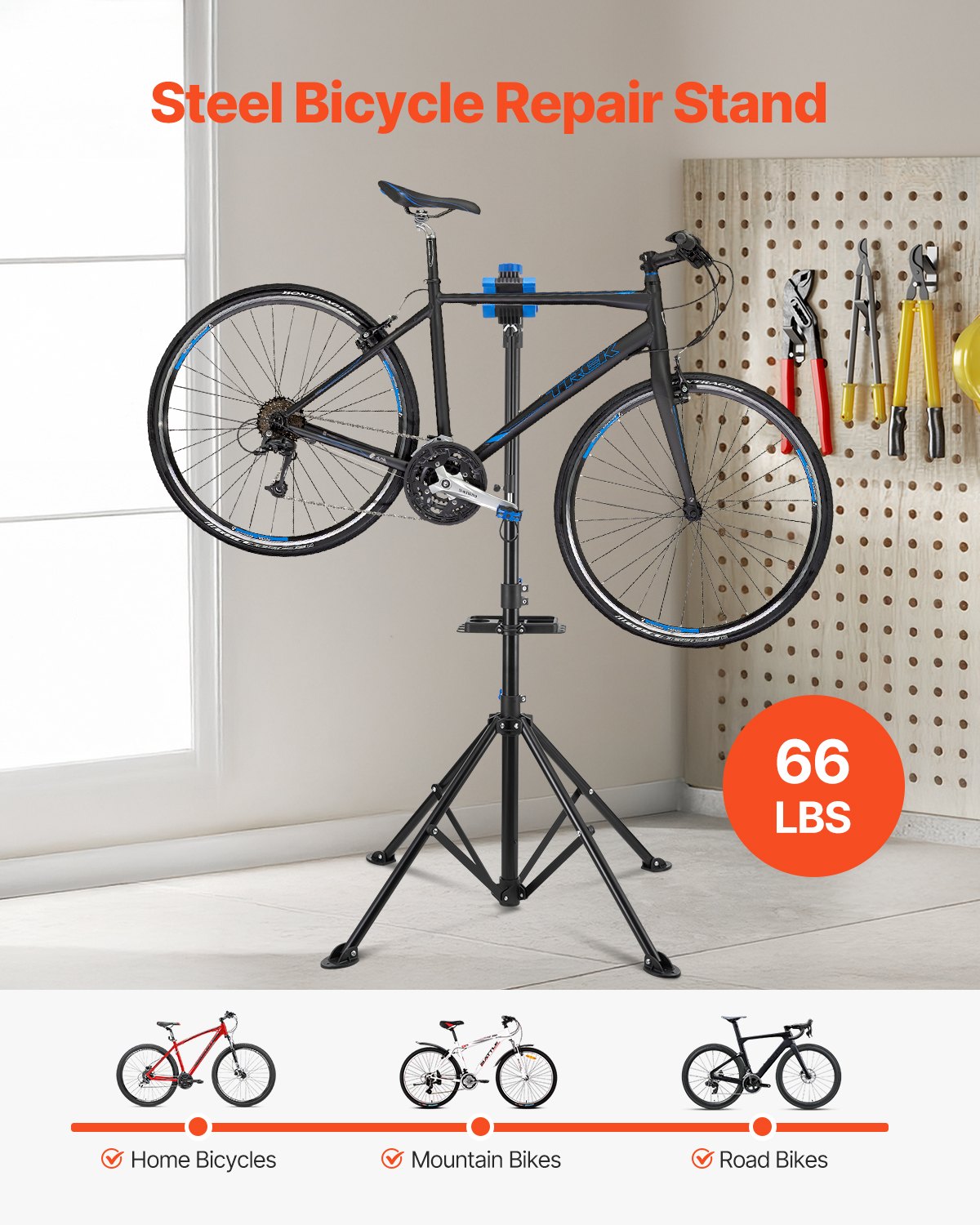 Bike Repair Stand, 29.9 kg Heavy-duty Bicycle Work Stand with 835-1440 mm Adjustable Height & Magnetic Tool V952-ZXCWXZJGZLDSWCEYJ001V0