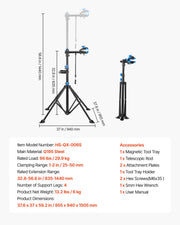 Bike Repair Stand, 29.9 kg Heavy-duty Bicycle Work Stand with 835-1440 mm Adjustable Height & Magnetic Tool V952-ZXCWXZJGZLDSWCEYJ001V0