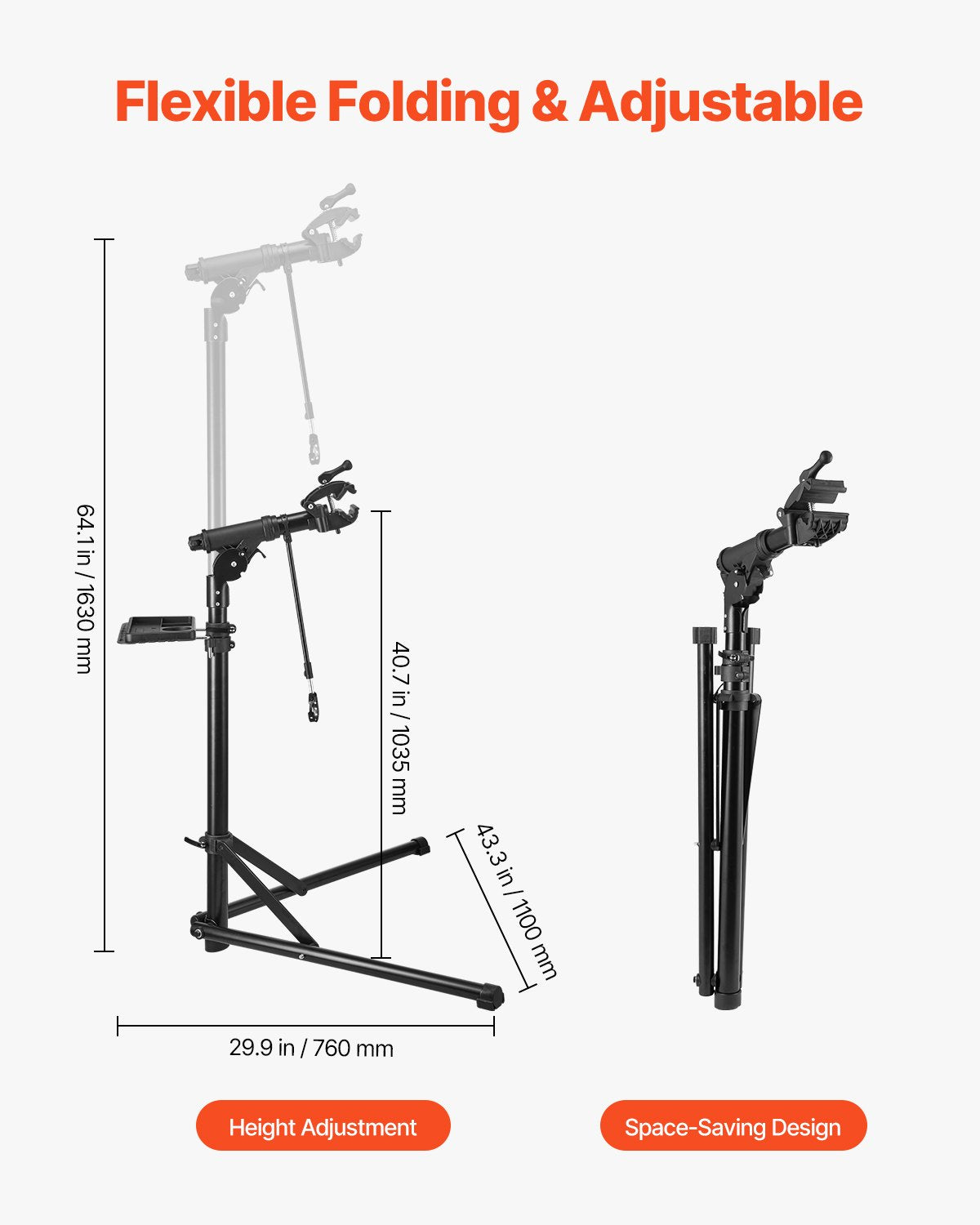 Bike Repair Stand, 38.56 kg Heavy-duty Bicycle Work Stand with 1035-1630 mm Adjustable Height & Magnetic Tool V952-ZXCWXZJLZLDSVUJRO001V0