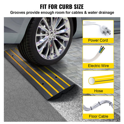 Curb Ramp, 6.5 cm Rise Rubber Driveway Ramps, Heavy Duty 15 tons Weight Capacity Threshold Ramp, Curbside V952-ZXDBLYPDGB148U6S1V0