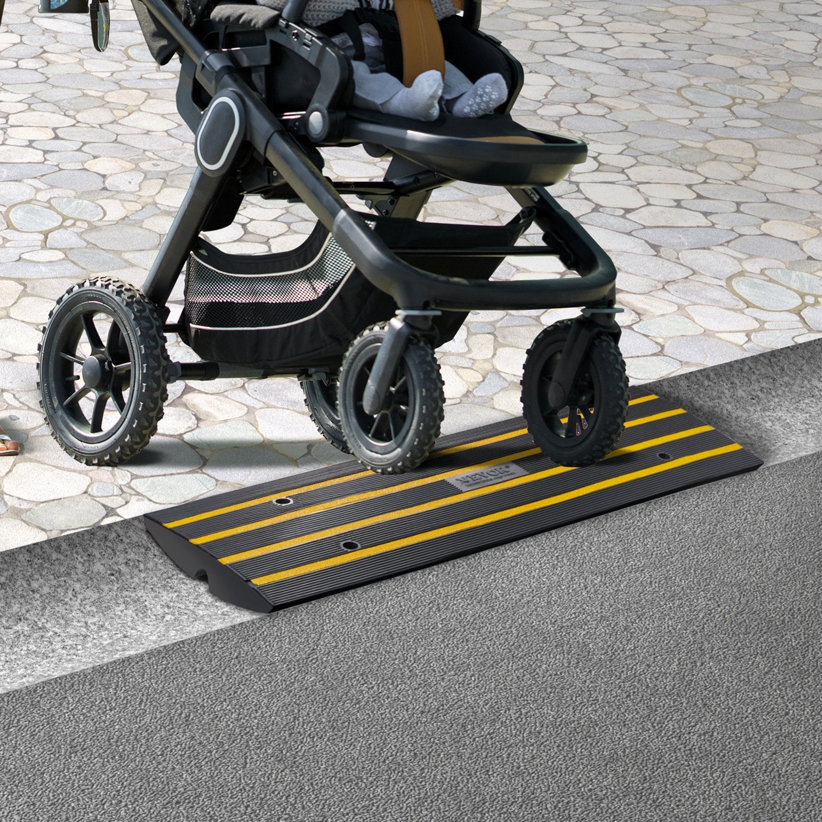 Curb Ramp, 6.5 cm Rise Rubber Driveway Ramps, Heavy Duty 15 tons Weight Capacity Threshold Ramp, Curbside V952-ZXDBLYPDGB148U6S1V0