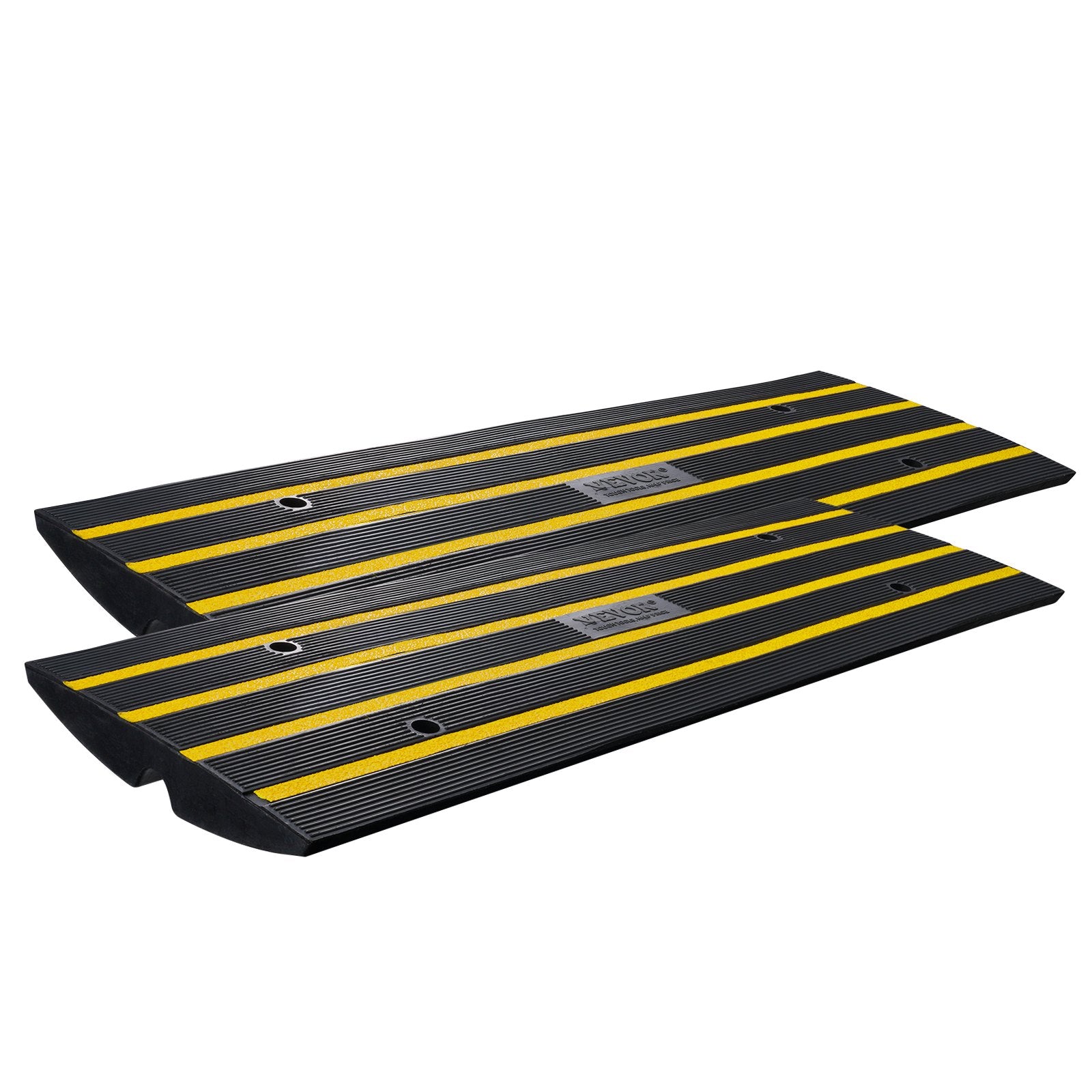 Curb Ramp, 2 Pack, 6.5 cm Rise, Rubber Driveway Ramps, Heavy Duty 15 tons Weight Capacity Threshold Ramp, V952-ZXDBLYPDGB2483DSGV0