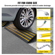 Curb Ramp, 2 Pack, 6.5 cm Rise, Rubber Driveway Ramps, Heavy Duty 15 tons Weight Capacity Threshold Ramp, V952-ZXDBLYPDGB2483DSGV0