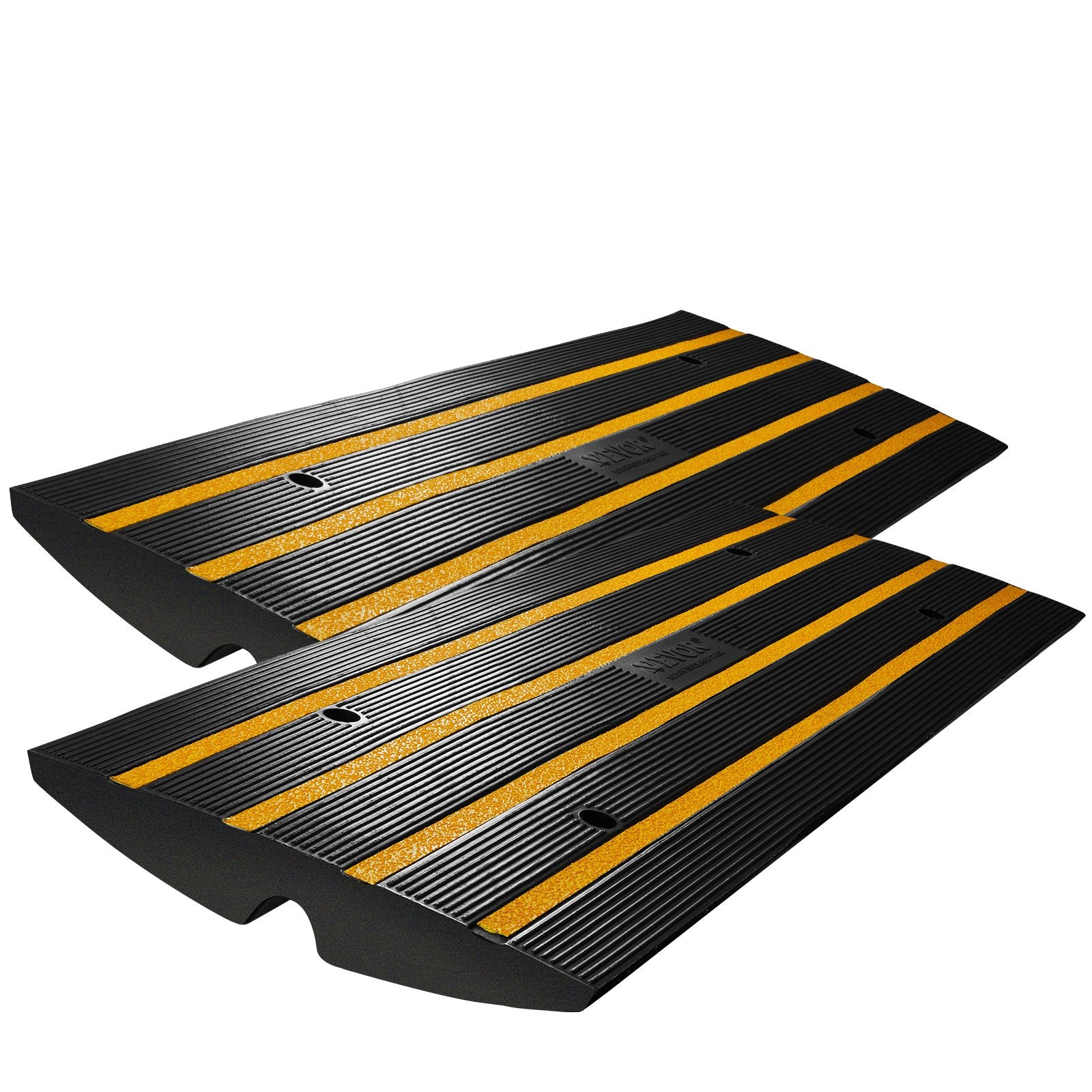 Curb Ramp, 2 Pack, 6.5 cm Rise, Rubber Driveway Ramps, Heavy Duty 15 tons Weight Capacity Threshold Ramp, V952-ZXDBLYPDGB2483DSGV0