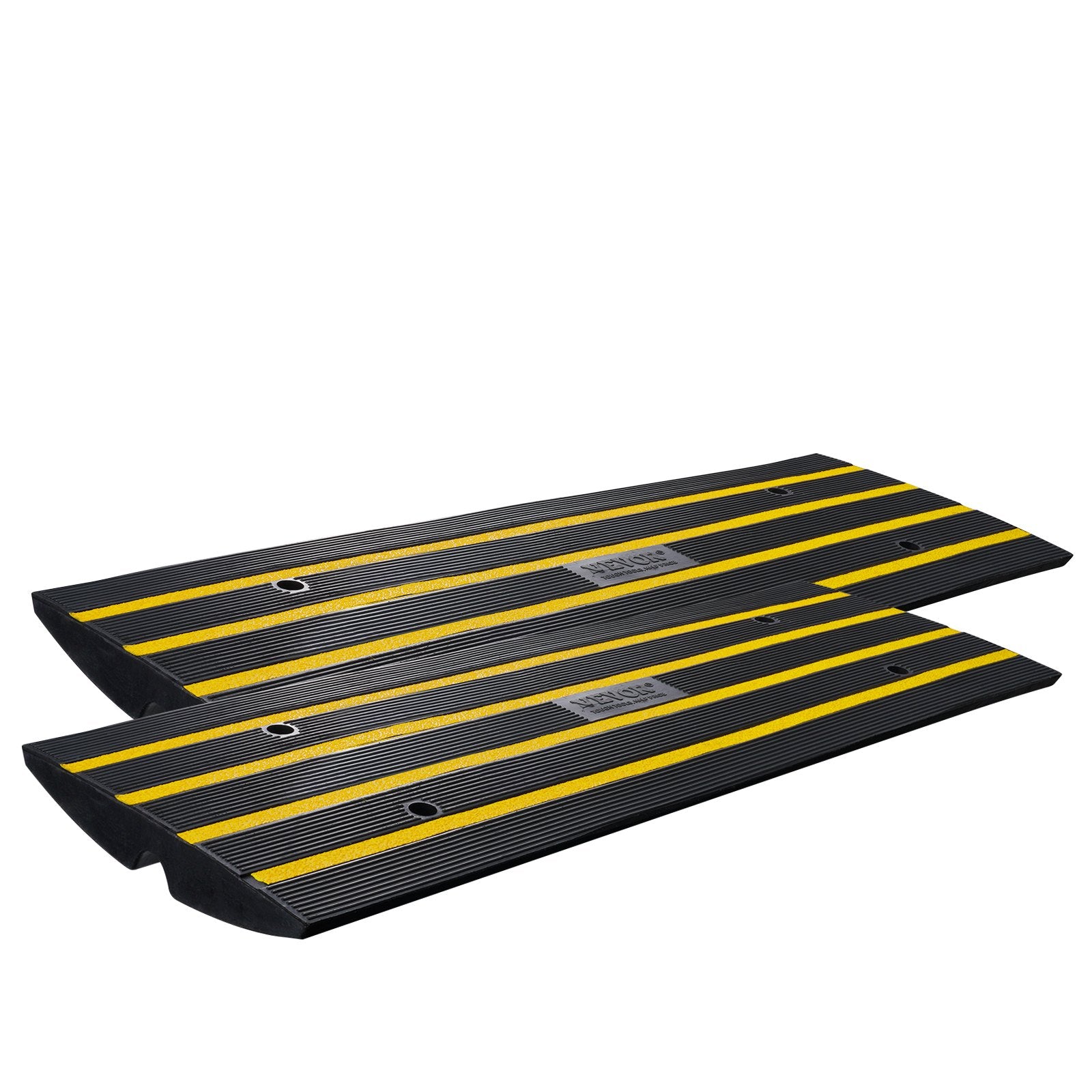 Curb Ramp, 2 Pack, 6.5 cm Rise, Rubber Driveway Ramps, Heavy Duty 15 tons Weight Capacity Threshold Ramp, V952-ZXDBLYPDGB2483DSGV0