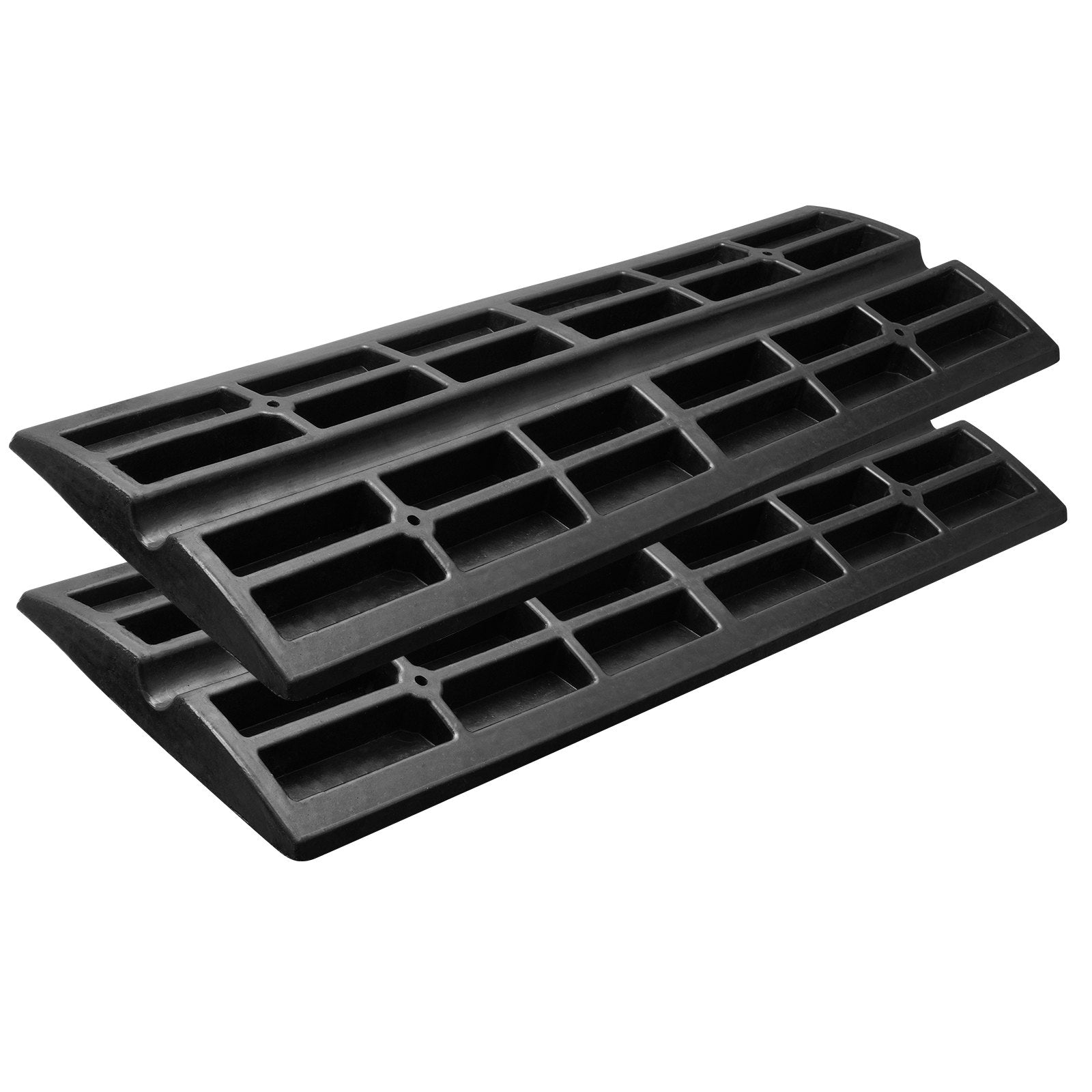 Curb Ramp, 2 Pack, 6.5 cm Rise, Rubber Driveway Ramps, Heavy Duty 15 tons Weight Capacity Threshold Ramp, V952-ZXDBLYPDGB2483DSGV0