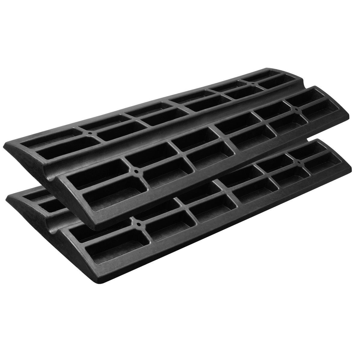 Curb Ramp, 2 Pack, 6.5 cm Rise, Rubber Driveway Ramps, Heavy Duty 15 tons Weight Capacity Threshold Ramp, V952-ZXDBLYPDGB2483DSGV0