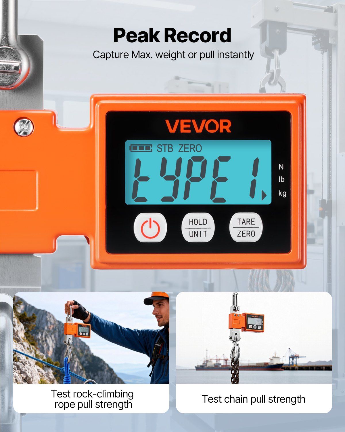 Digital Crane Scale, 1100 lbs/500 kg Max Capacity, Heavy Duty Industrial Hanging Scale with Cast Aluminum V952-ZXDCDZK100GY2HJJS001V9