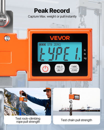 Digital Crane Scale, 1100 lbs/500 kg Max Capacity, Heavy Duty Industrial Hanging Scale with Cast Aluminum V952-ZXDCDZK100GY2HJJS001V9