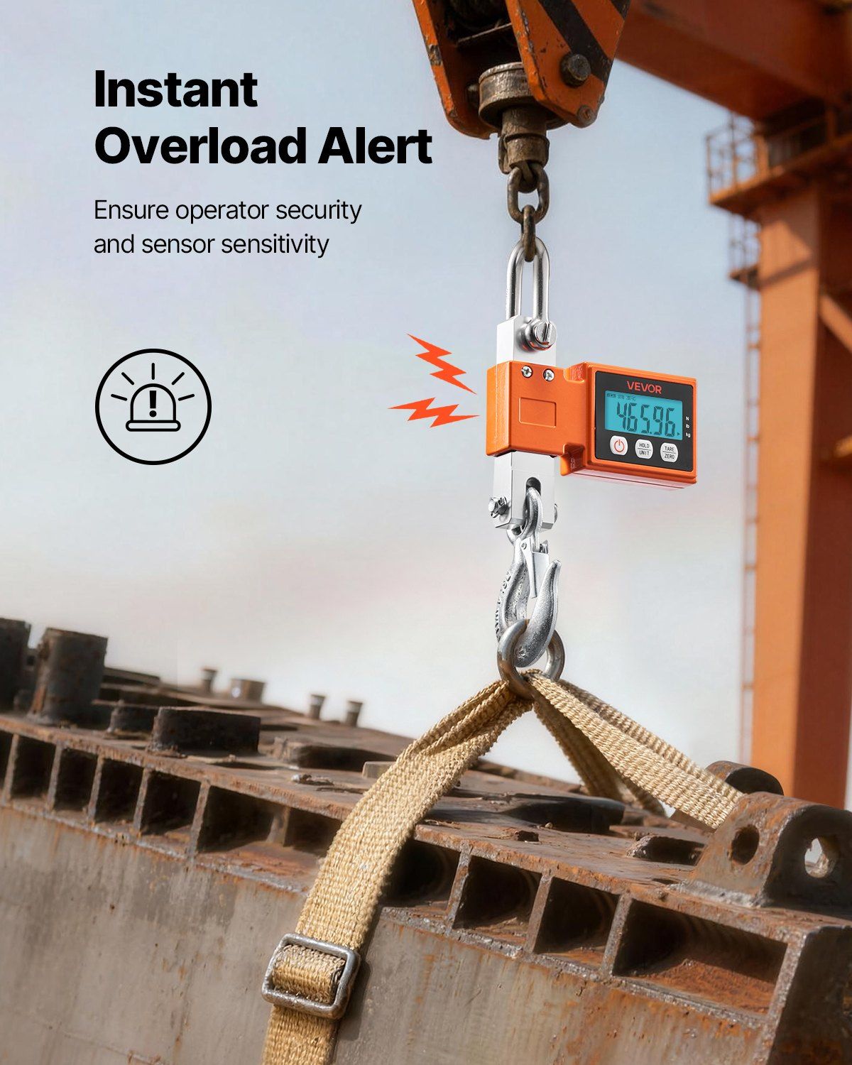 Digital Crane Scale, 1100 lbs/500 kg Max Capacity, Heavy Duty Industrial Hanging Scale with Cast Aluminum V952-ZXDCDZK100GY2HJJS001V9