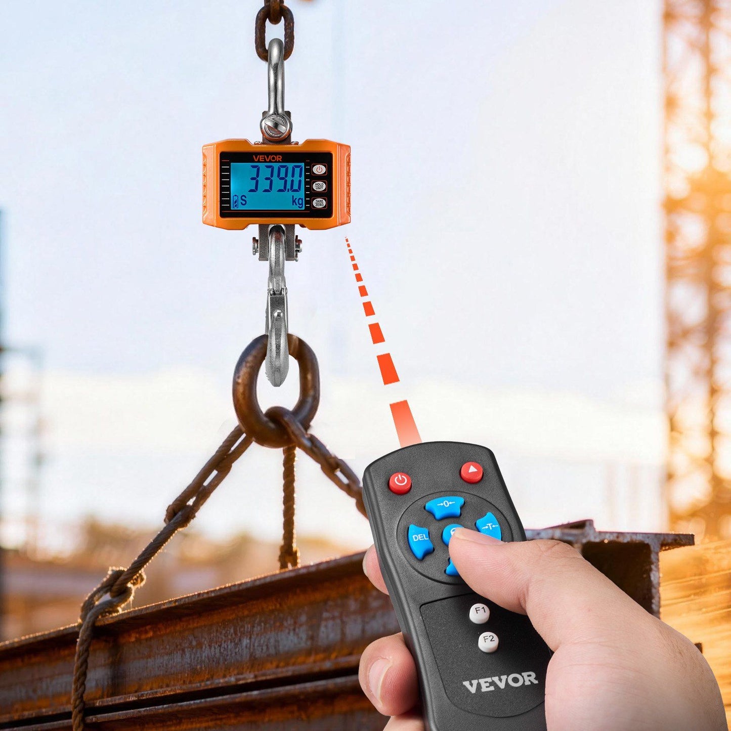 Digital Crane Scale, 4400 lbs/2000 kg Max Capacity, Heavy Duty Industrial Hanging Scale with Cast Aluminum V952-ZXDCDZK500GY8VDH7001V9