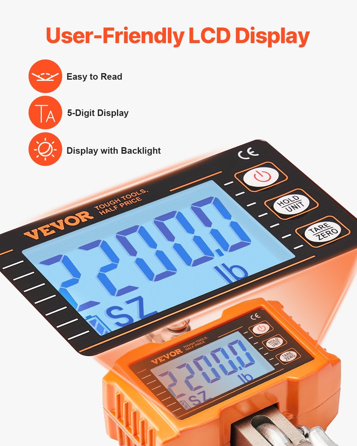 Digital Crane Scale, 2200 lbs/1000 kg, Industrial Heavy Duty Hanging Scale with Remote Control, Cast Aluminum V952-ZXDCZX200GYZ1AI1NV9