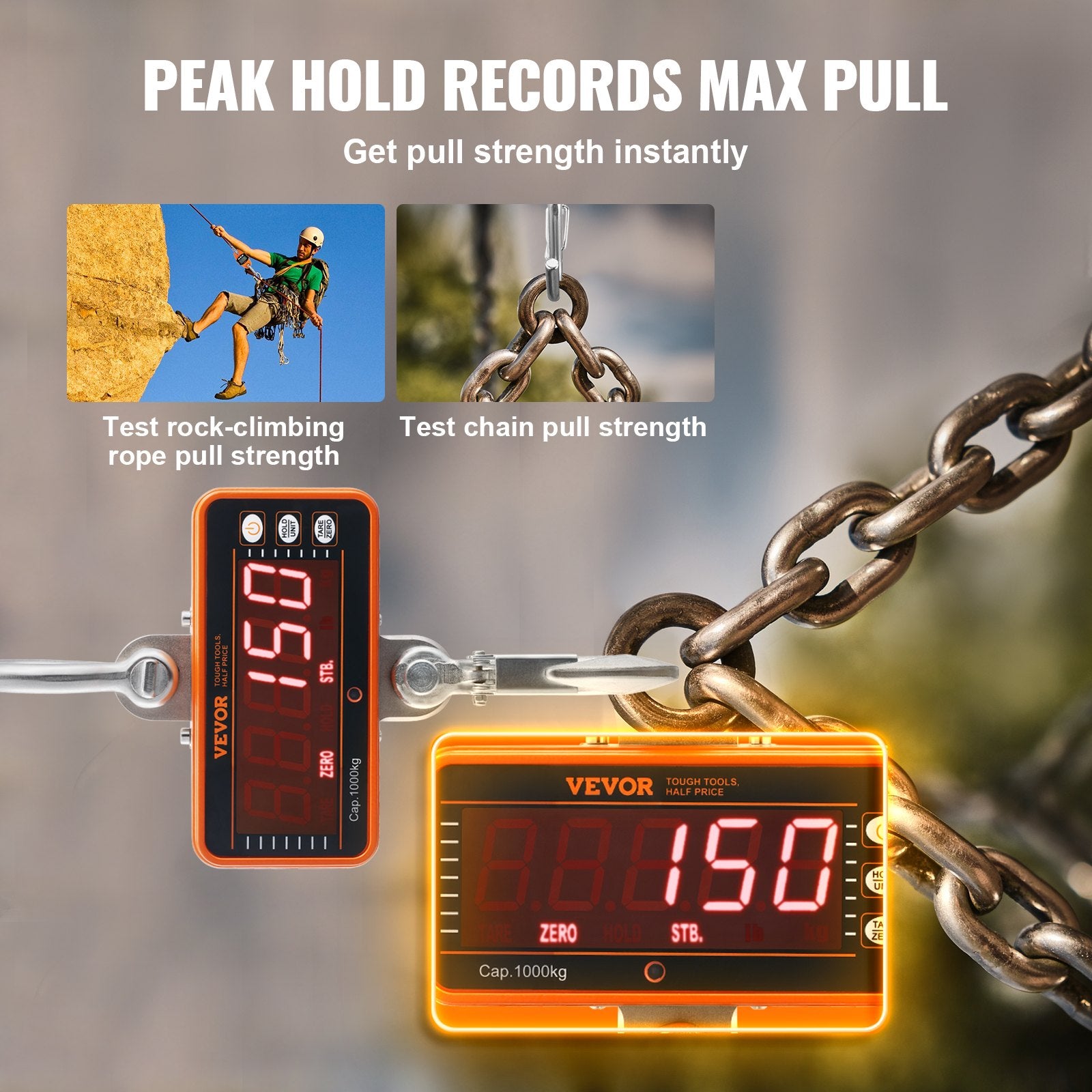 Digital Crane Scale, 2200 lbs/1000 kg, Industrial Heavy Duty Hanging Scale with Remote Control, Cast Aluminum V952-ZXDCZX200GYZ5IWZ1V9