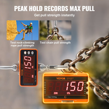Digital Crane Scale, 2200 lbs/1000 kg, Industrial Heavy Duty Hanging Scale with Remote Control, Cast Aluminum V952-ZXDCZX200GYZ5IWZ1V9