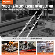 Linear Guide Rail Set, SBR20 1500mm, 2 PCS 59 in/1500 mm SBR20 Guide Rails and 4 PCS SBR20UU Slide Blocks, V952-ZXDGSBR20MM15WNLNV0