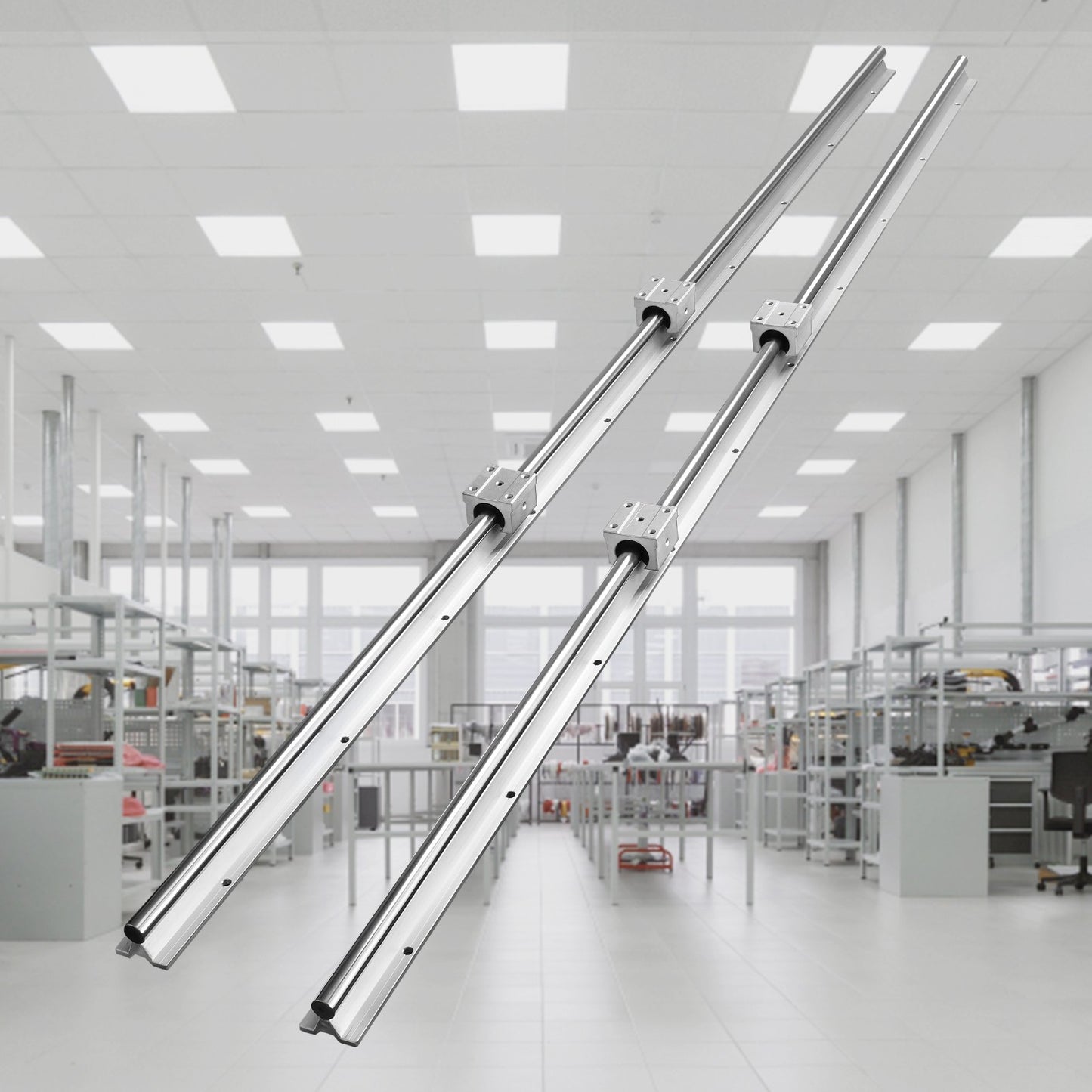 Linear Guide Rail Set, SBR20 1500mm, 2 PCS 59 in/1500 mm SBR20 Guide Rails and 4 PCS SBR20UU Slide Blocks, V952-ZXDGSBR20MM15WNLNV0