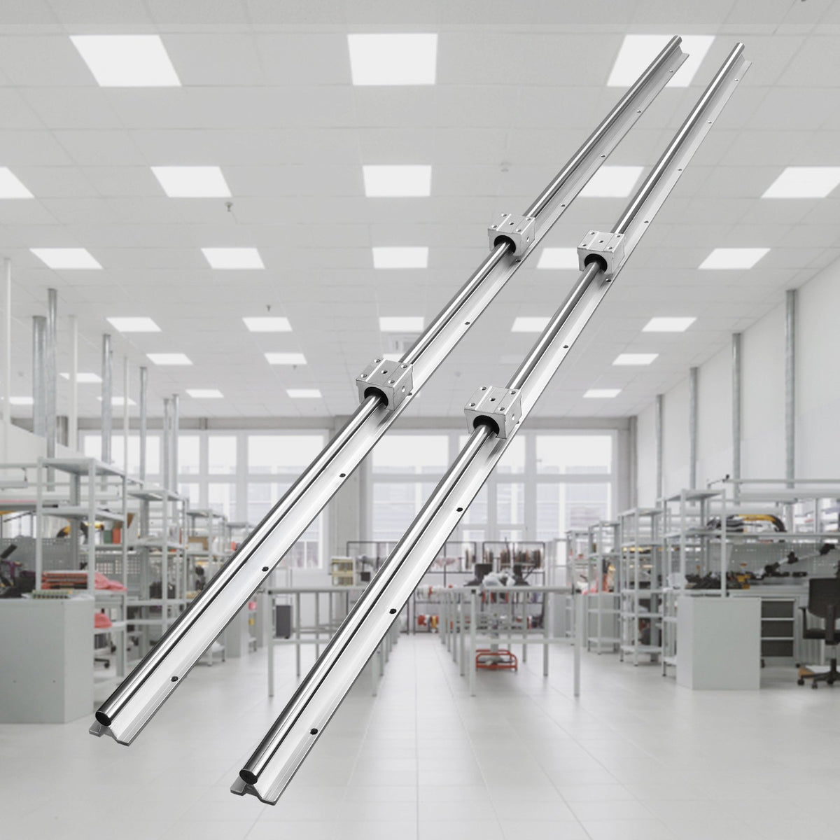 Linear Guide Rail Set, SBR20 1500mm, 2 PCS 59 in/1500 mm SBR20 Guide Rails and 4 PCS SBR20UU Slide Blocks, V952-ZXDGSBR20MM15WNLNV0