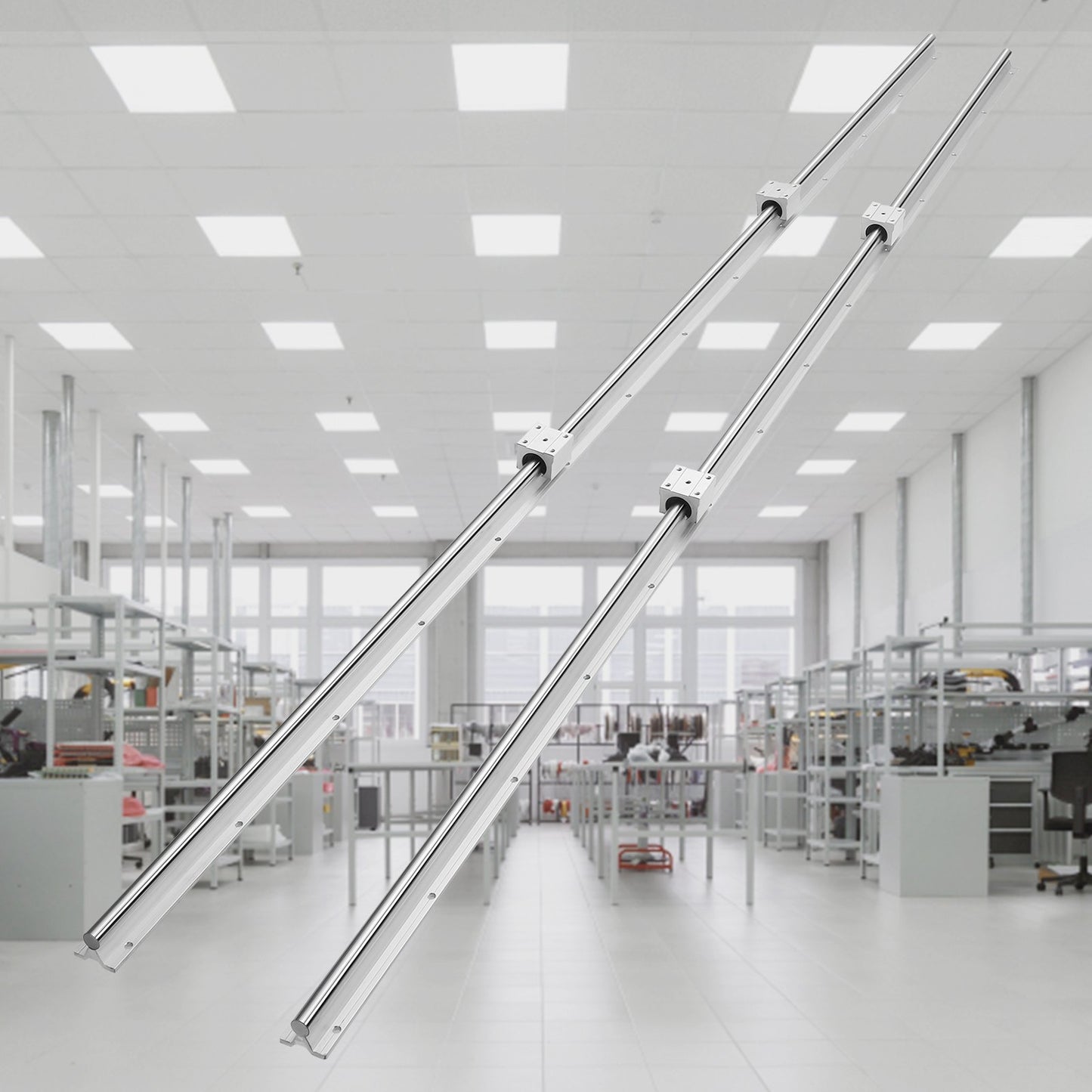 Linear Guide Rail Set, SBR20 1800mm, 2 PCS 70.9 in/1800 mm SBR20 Guide Rails and 4 PCS SBR20UU Slide Blocks, V952-ZXDGSBR20MM182EHIV0
